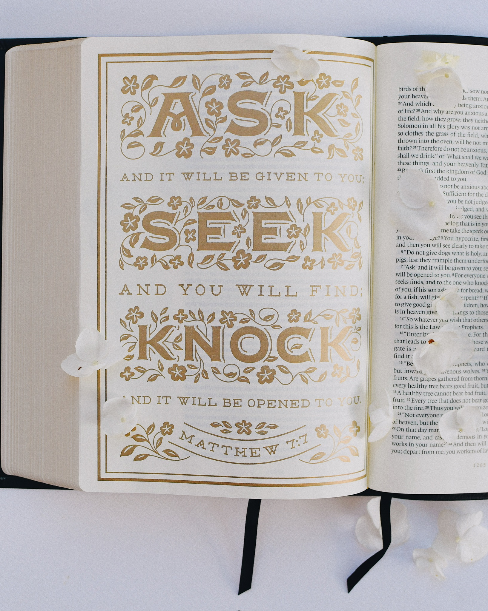 Photo of a Bible with illustrated quote